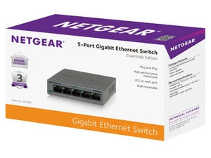 Switch Ethernet NETGEAR GS305 - 5 Porte Gigabit, Plug-and-Play, Silenzioso, Da Tavolo O Parete