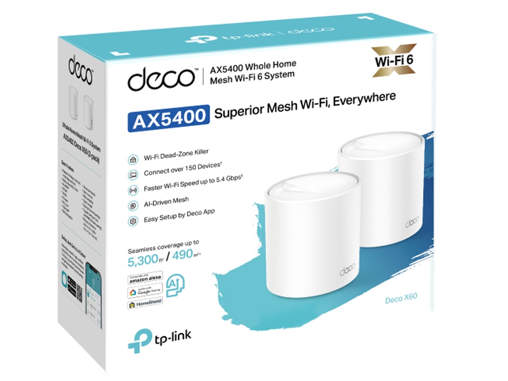TP-Link Deco X60 V3.2 AX5400 Whole Home Mesh Wi-Fi 6 System (2-Pack ...