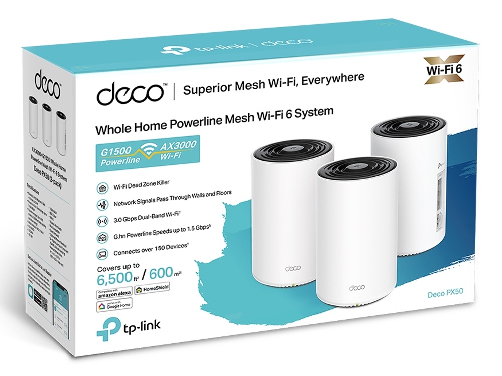 TPLink Deco PX50 AX3000 + G1500 Whole Home Powerline Mesh WiFi 6