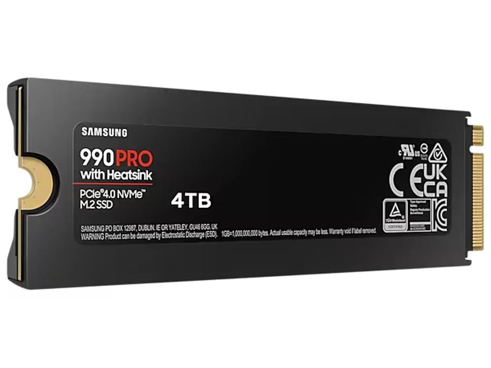 Samsung 990 PRO 4TB PCIe 4.0 M.2 NVMe SSD with Heatsink - Solid