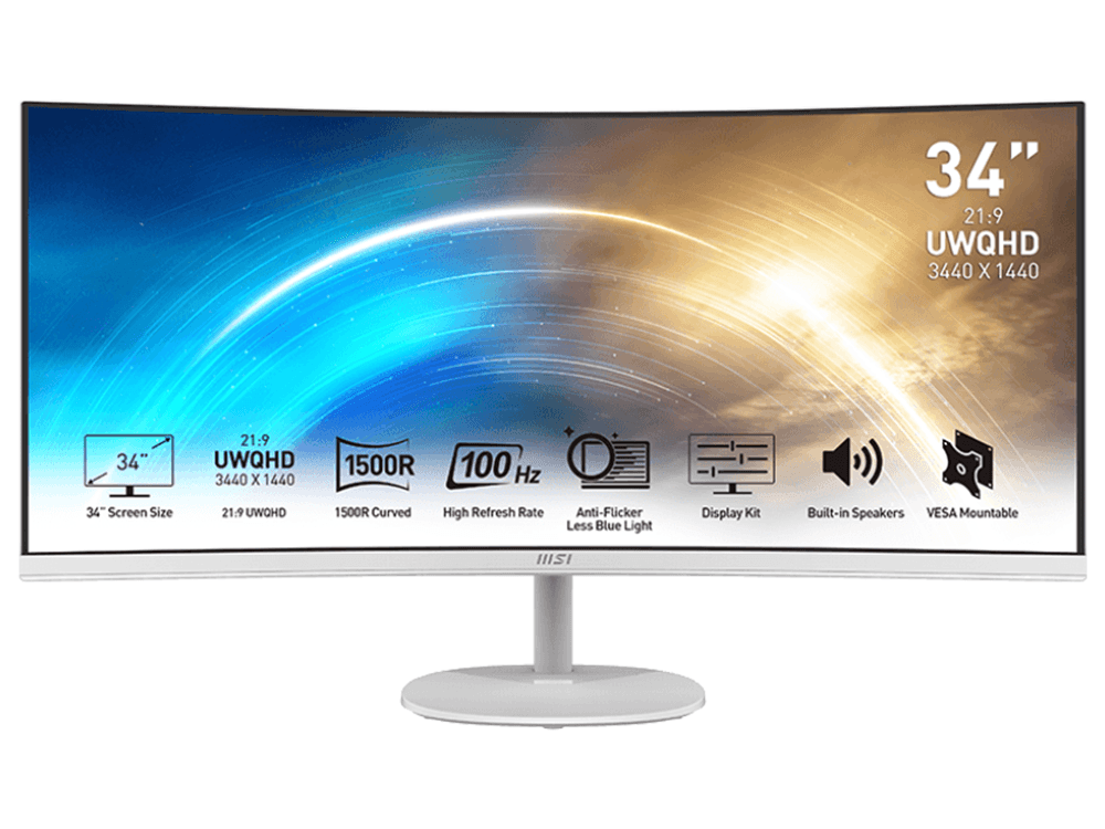 MSI PRO MP341CQ E12 34in UWQHD 120Hz Curved VA Monitor