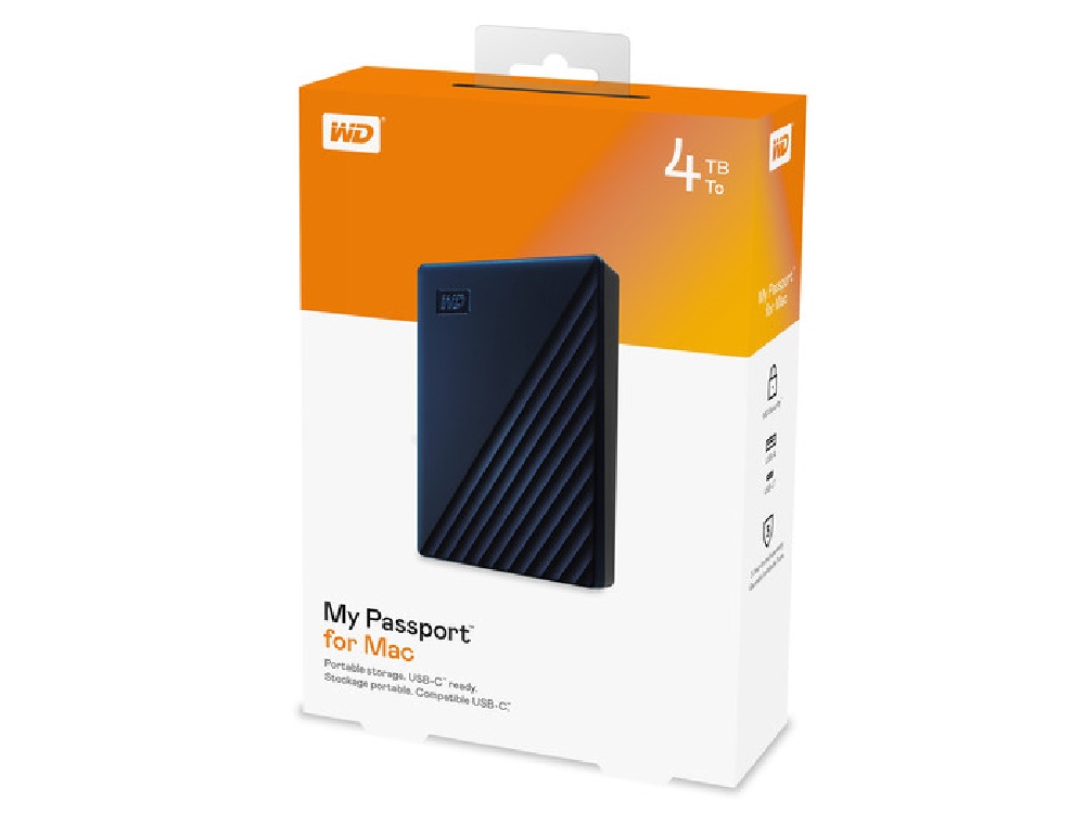 WD My Passport for Mac 4TB USB 3.2 Portable Hard Drive - Deep Blue