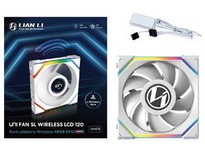 Lian Li Uni Fan SL Wireless LCD 120mm ARGB PWM Fan - White (1-Pack