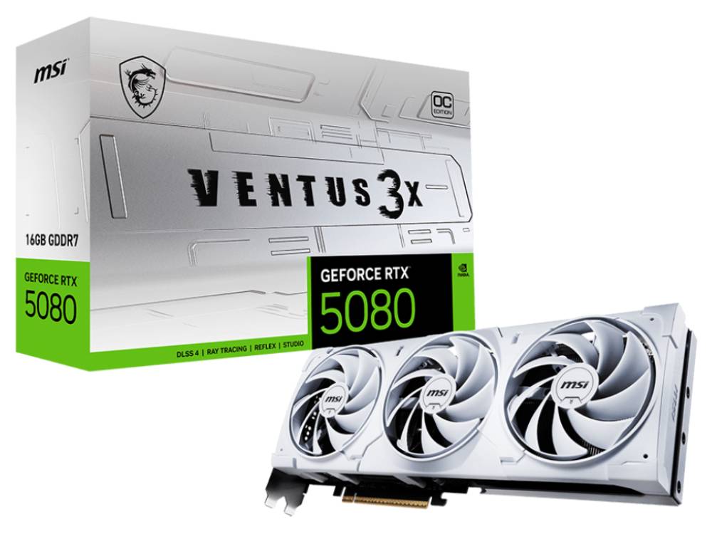MSI GeForce RTX 5080 16GB Ventus 3X OC White GDDR7 Graphics Card