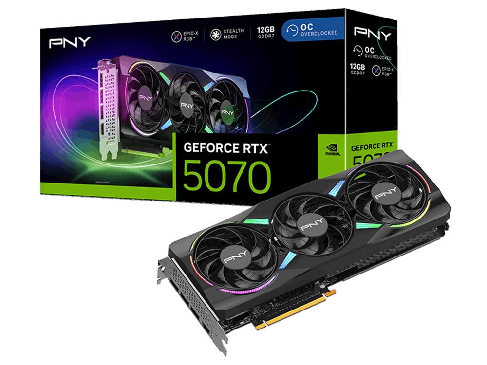 PNY EPIC-X ARGB GeForce RTX 5070 12GB DDR7 OC Edition Graphics Card
