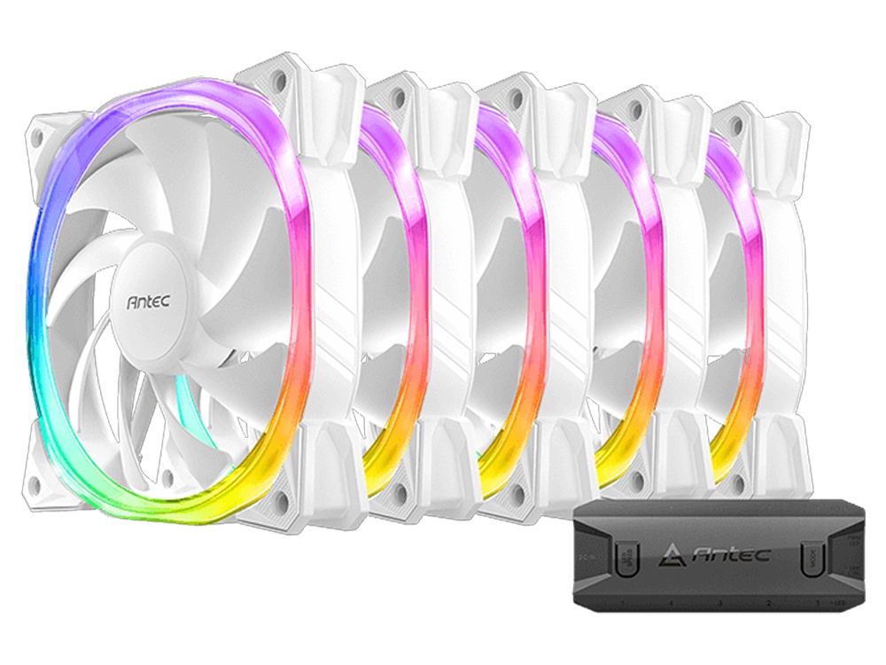 Antec Fusion 120mm ARGB Fans with ARGB Controller - White (5-Pack