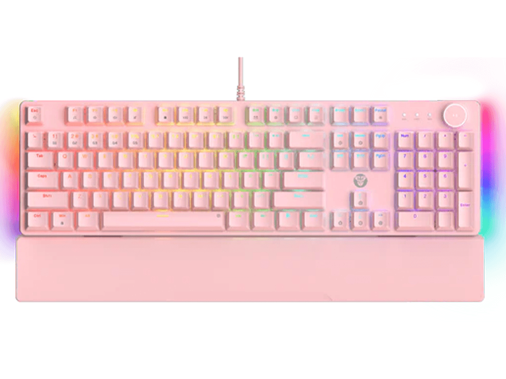 Fantech Maxpower II Wired Hot-Swap RGB Backlight Mechanical Keyboard with Wrist Rest - Pink