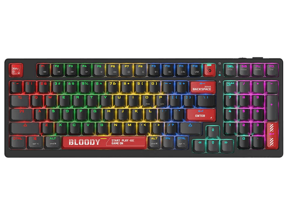 Bloody WS98 Dual Core Wireless Mechanical Keyboard - Black and Red