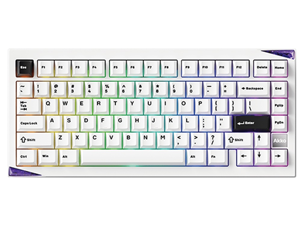Akko Mineral 01 VIA Fully Assembled Stellar Rose Switch Mechanical Keyboard - Black on White