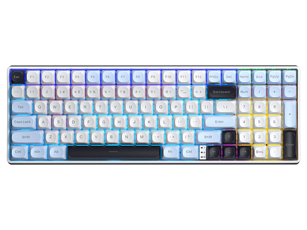 Aula S100Pro Tri-mode Brown Switch Mechanical Keyboard - Black, Purple, & White