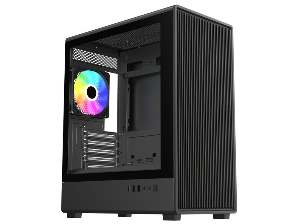 Cooler Master Elite 350 Micro-ATX Case w/ 4x ARGB Fans & Tempered Glass - Black