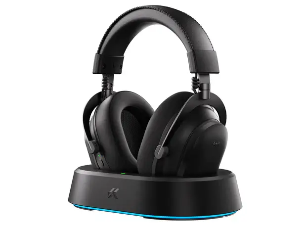 MCHOSE V9 Turbo+ Icy 60mm 7.1 Surround Wireless Gaming Headset - Steel Black with Magnetic Charging Dock
