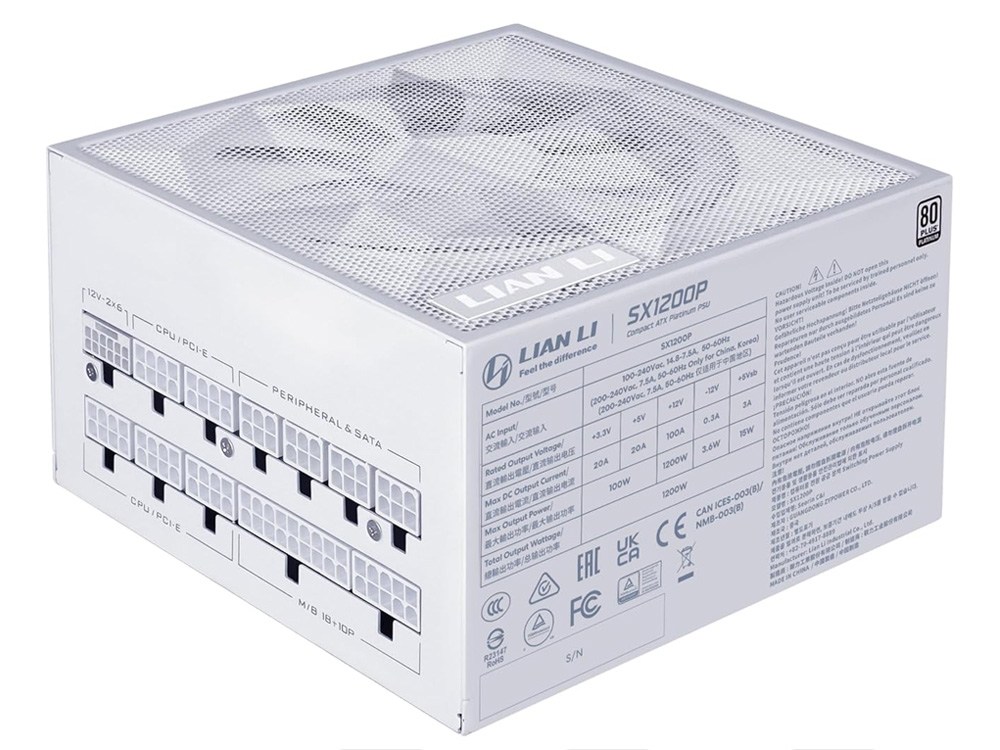 Lian Li SX Platinum SX1200P.W 1200W 80+ Platinum Fully Modular ATX 3.1 Power Supply - White