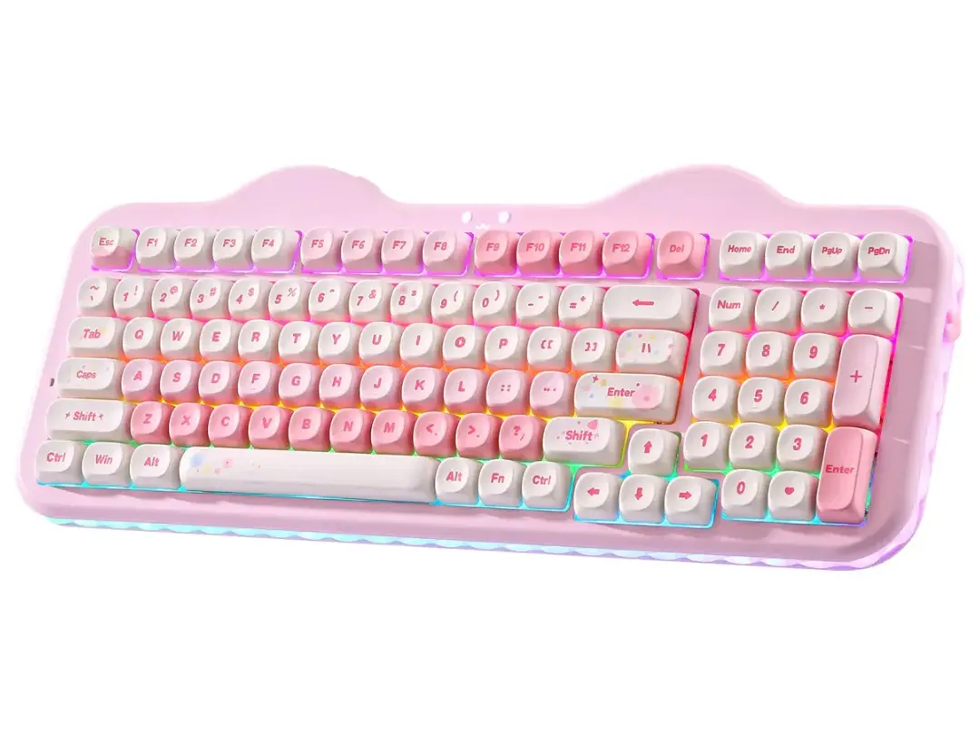 YUNZII C98 Cake Meow Pink 96% Tri-Mode Wireless Candy Linear Switch Mechanical Keyboard