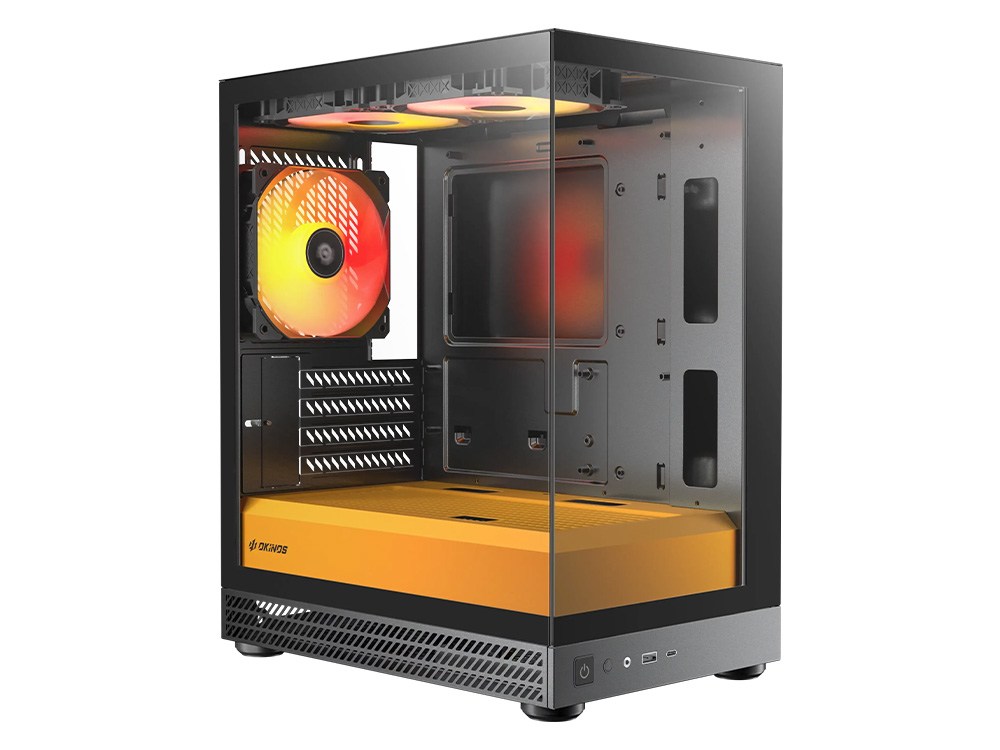 Okinos AQUA UNO Canary Tempered Glass Micro-ATX Mini Tower Case with 3 x ARGB Fans