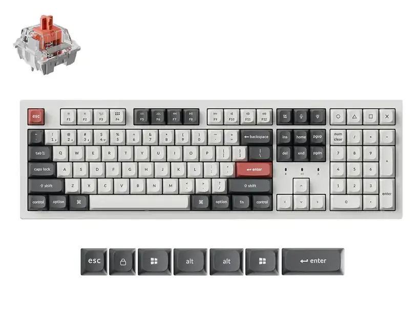 Keychron K10 Ultra 8K Wireless Custom Silent Red Switch Mechanical Keyboard - White