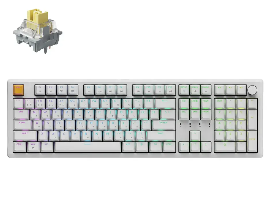 Keychron J5 QMK Wireless Full Size RGB Hot-Swap Banana Switch Mechanical Keyboard - White