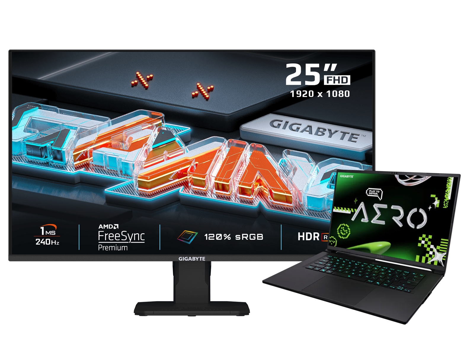 GIGABYTE AERO X16 16" Ryzen AI 7 RTX 5070 Gaming Laptop + GS25F2A 24.5" Gaming Monitor Bundle
